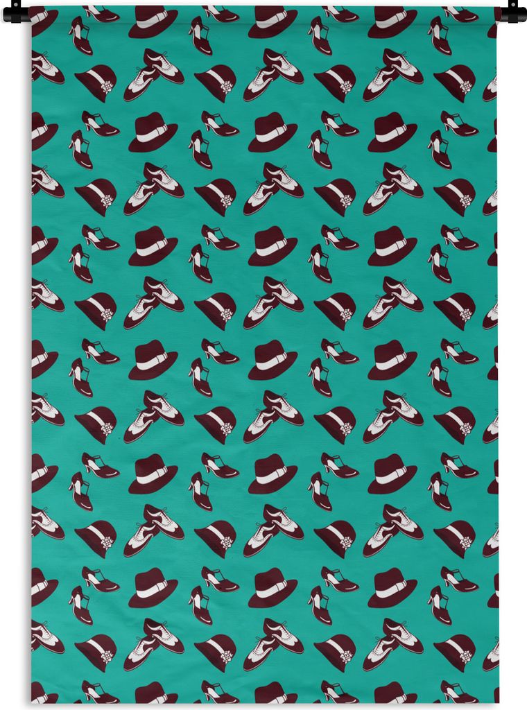 MuchoWow Wandteppich Wandbehang Antik - Hut - Schuhe - Muster 120x180 cm Tapisserie Dekoration Wandtuch - Schlafzimmer - Dekorationen für das Haus