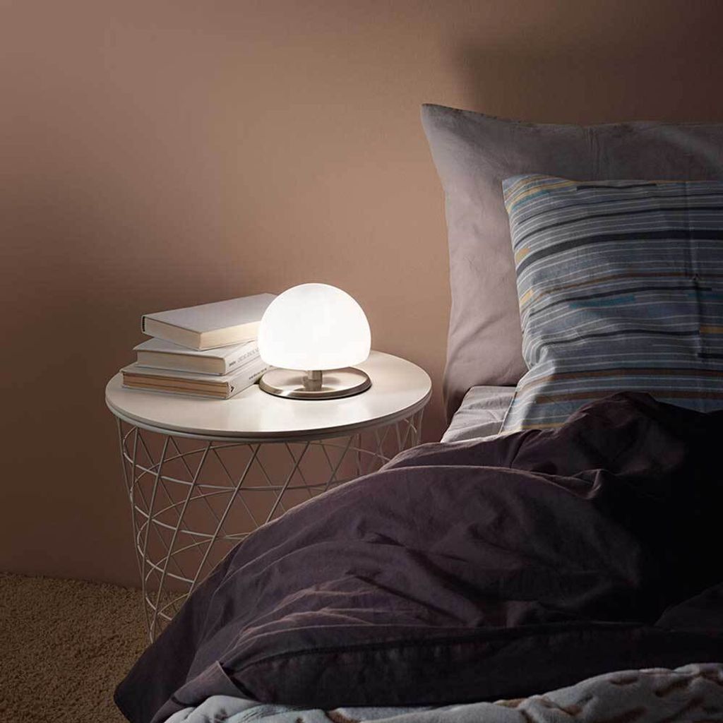 Fabas Luce Tischleuchte Morgana G9 Ø150mm Warmweiß verchromt dimmbar