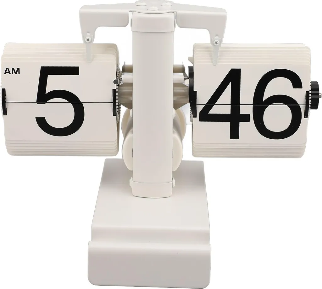 Orologio da Tavolo Retro Bianco - Flip Clock con Supporto Smartphone