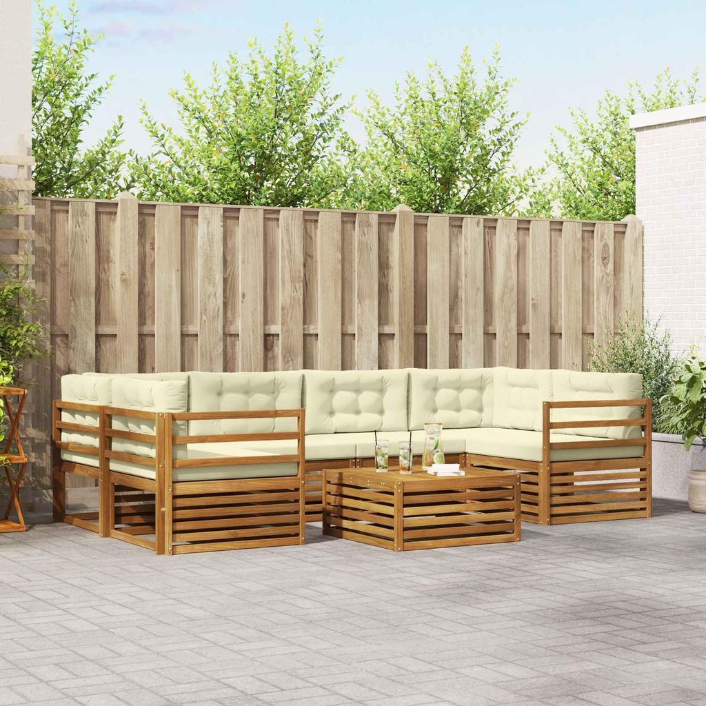 "Summerschlussverkauf"Outdoor-Sofagarnitur - CLORIS - Balkonmöbe/Sitzgruppe - mit Kissen 8 pcs - Moderne Design - Natur und Creme - Gartensofas DE...