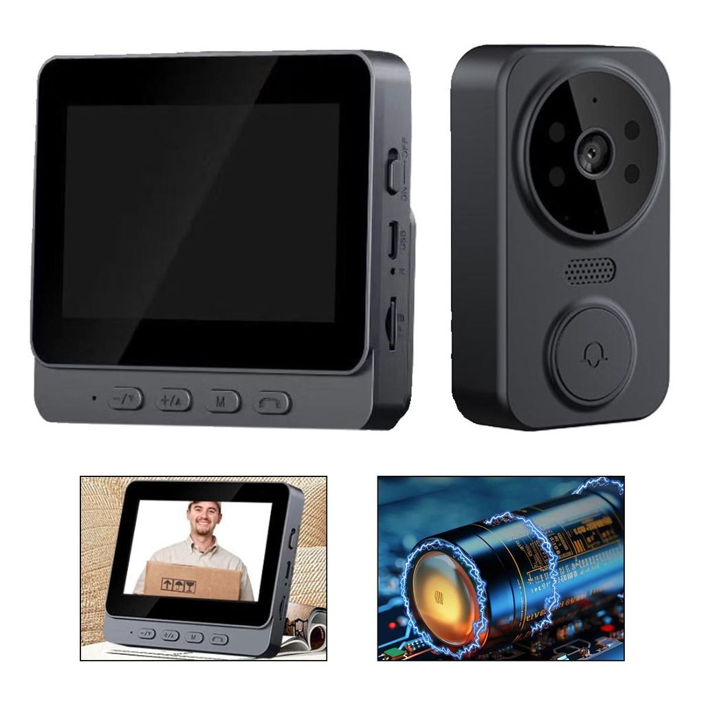 Türsprechanlage,Smartes Video-Türkamera Türspion mit 4,3" Bildschirm, Zwei-Wege-Audio, IR-Nachtsicht, Kabellos, HD Sicherheitskamera