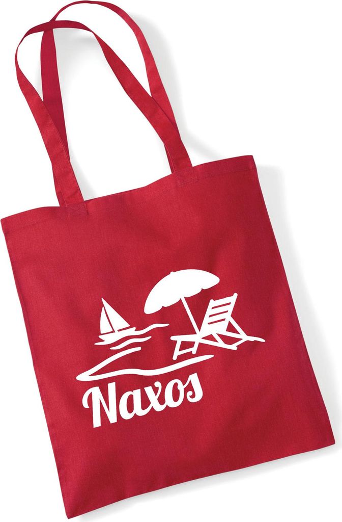 Huuraa Jutebeutel Naxos Inselmotiv Griechenland 10 Liter Classic Red Baumwolle Tasche Geschenkidee