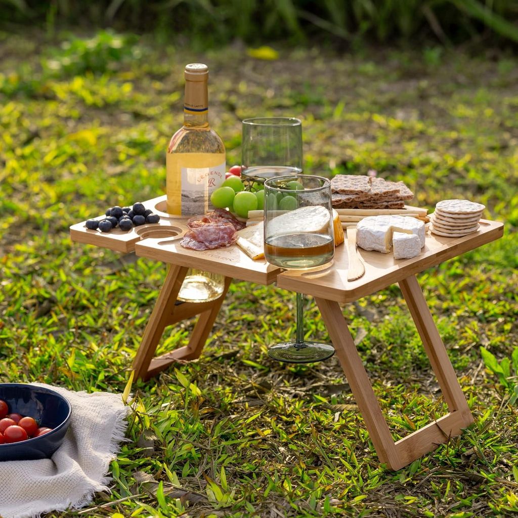 Inklappbare Picknicktafel aus Bambus - leicht und tragbar - 1 Stück