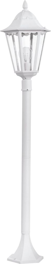 EGLO Außen-Stehlampe Navedo, 1 flammige Außenleuchte, Stehleuchte aus Aluguss und Glas, Farbe: Weiß, Fassung: E27, H: 120 cm, IP44
