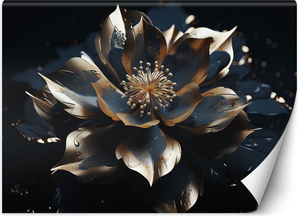 Vlies fototapete Abstrakte Lotosblume Glamour 350x245 cm Feeby Gold inkl. Kleber einfache Montage