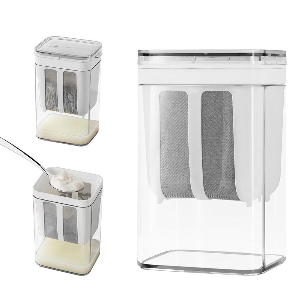 Griechischer Joghurt-Filter, 1100 ml, mit feiner Netztasche und Deckel, ideal für griechischen Joghurt, Sojadrink, Kefir, Beeren, Saft und Kaffee.
