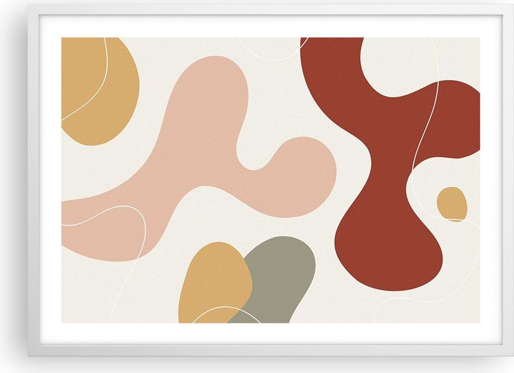 Gerahmtes Poster - Weißer Rahmen - Abstraktion Flecken Modern - 70x50 cm - Wand Bild - Wanddeko - Wandbilder - Kunstposter - Wandposter - Bilderra...