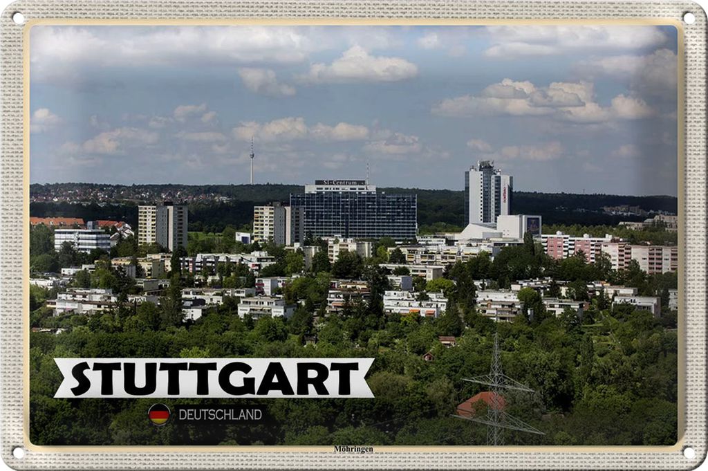 Blechschild Städte Stuttgart Möhringen Stadt Natur 30x20cm