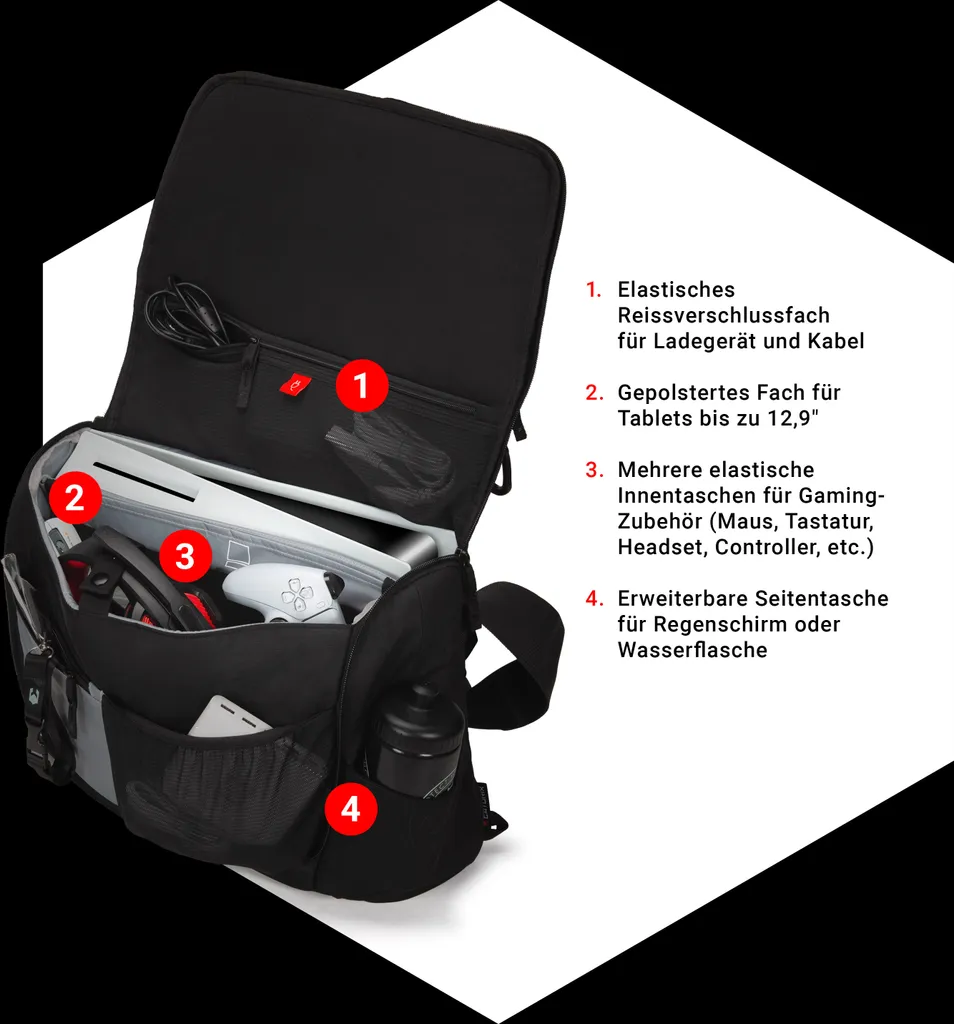 Sac Bandoulière Gaming 15.6 Pouces Dicota Caturix Curridur Eco Noir