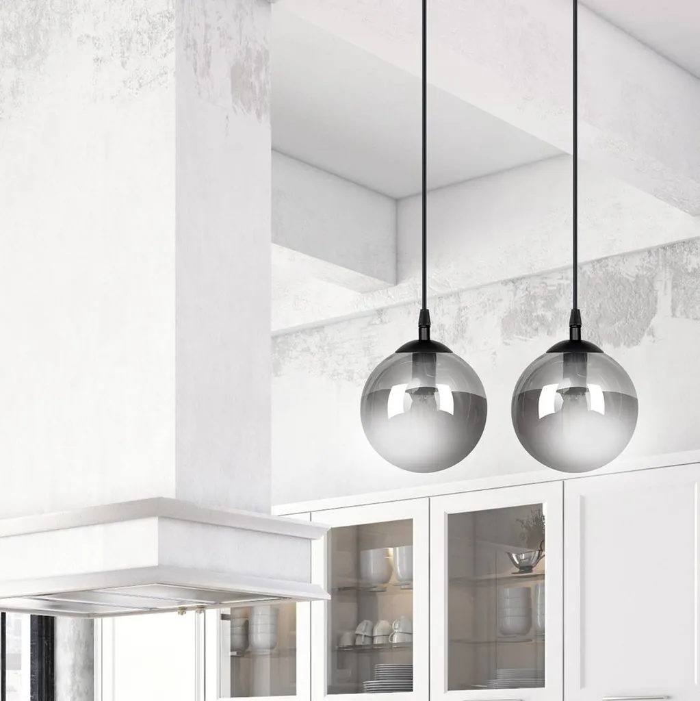 Suspension de Cuisine ou Salon Noir Graphite - Éclairage Double E14 - 11