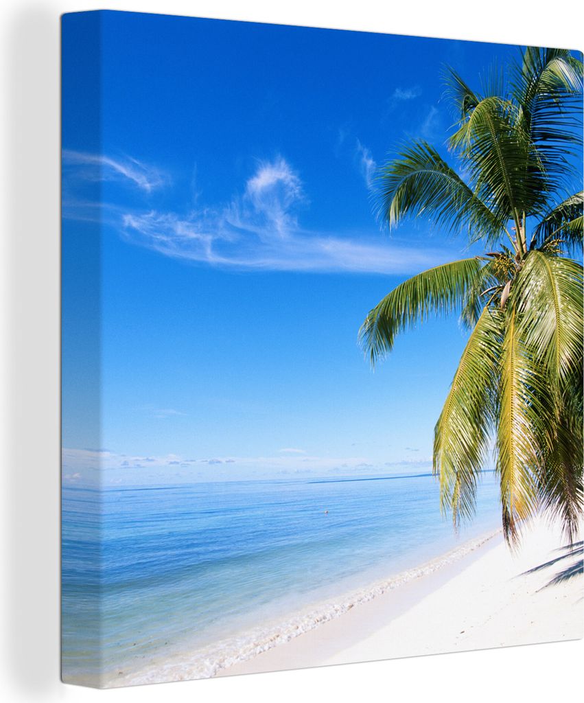 MuchoWow - Leinwandbilder - Tropisch - Sand - Palme, Wandbild, Wanddeko Bilder Wohnzimmer, 90x90 cm