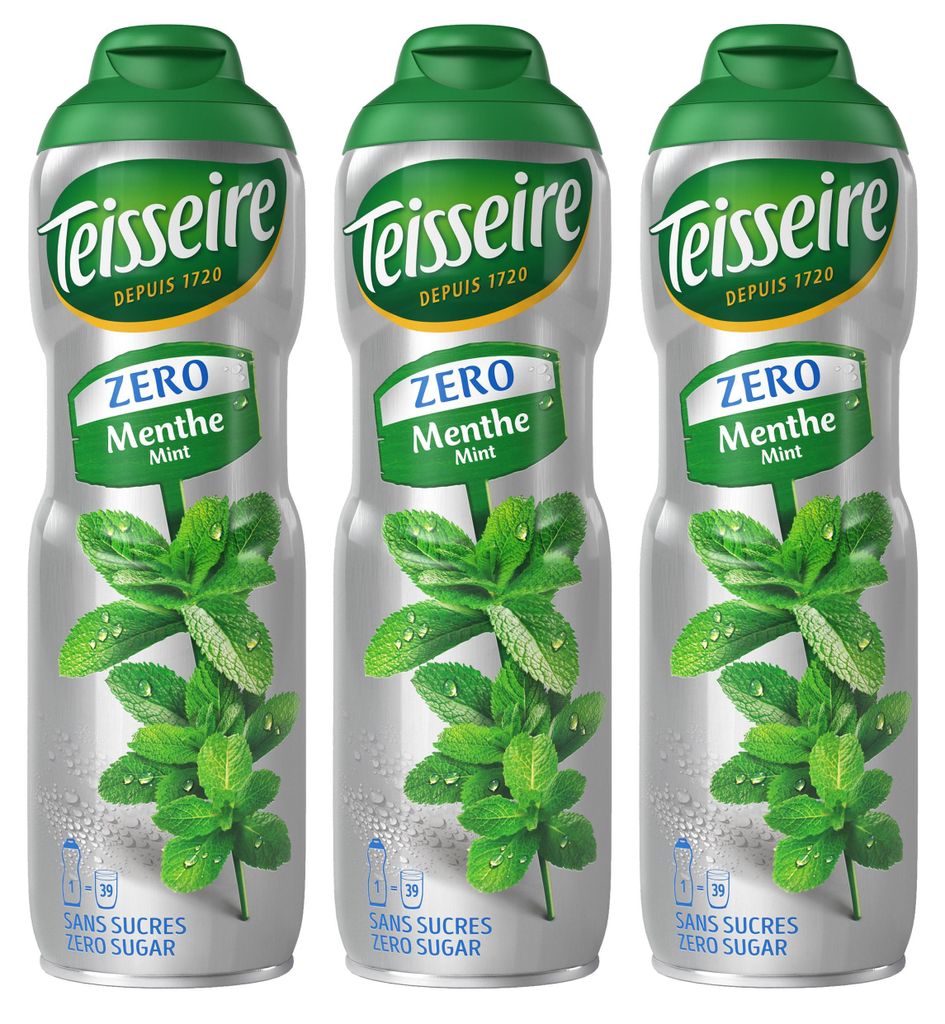 Teisseire Sirup Zero Grüne Minze 600ml für Cocktails (3er Pack)