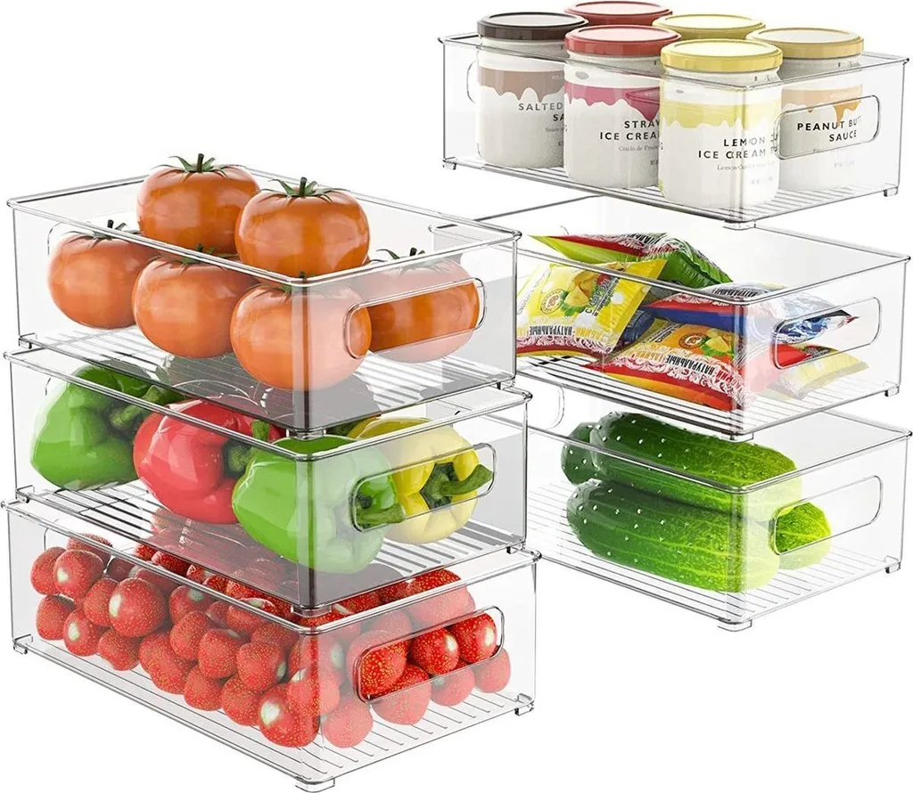 6 pezzi Organizzatore per frigorifero Organizzatore per cucina Contenitore per frigorifero Inserto per cestino Impilabile, senza BPA