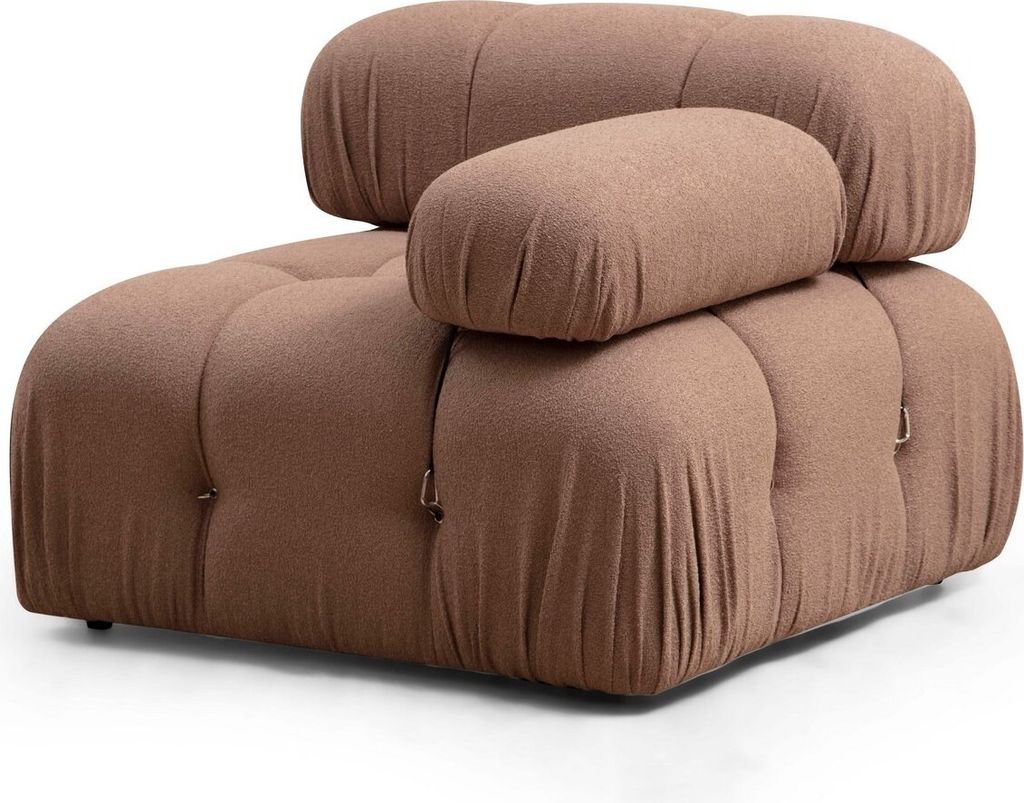 Hanah Home, Bubble 1R - Brown Bouclette, Klassische Sofas, 1-Sitzer-Sofa, Braun, Polyester, 95 x 75 x 95 x cm