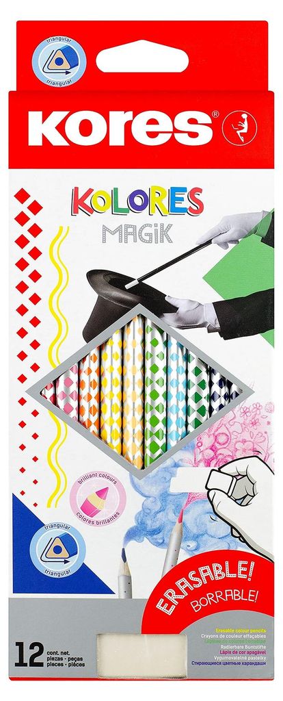 Kores Dreikant-Buntstifte "KOLORES Magik" radierbar 12er