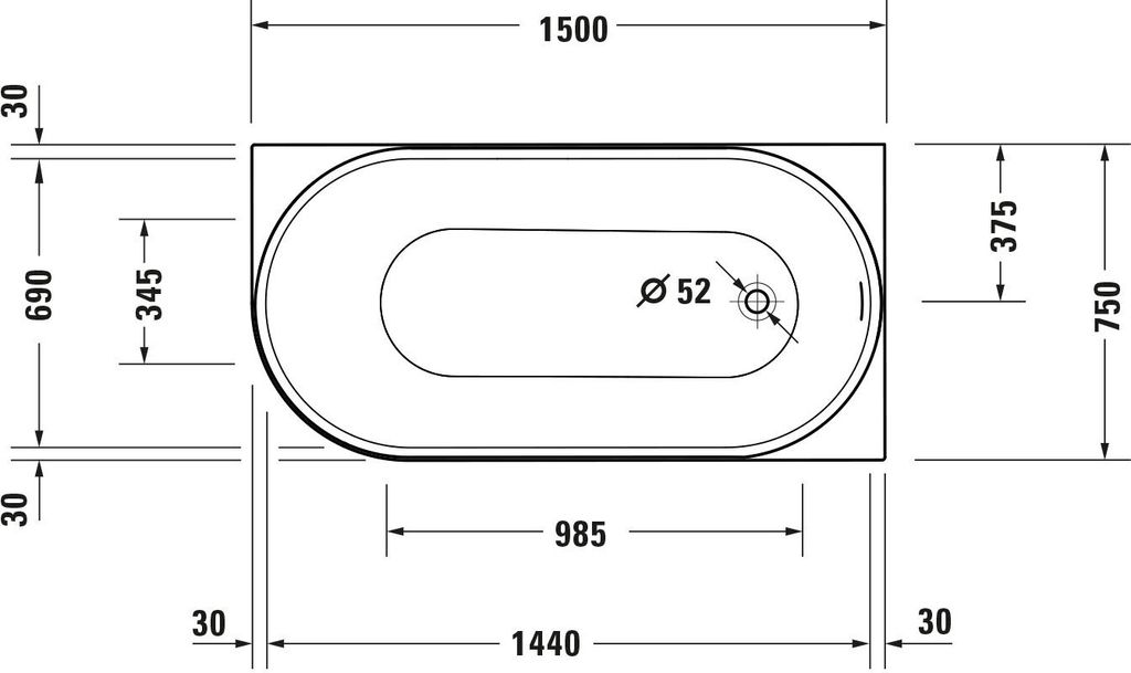 Duravit DuraDelfi Eck-Badewanne (Ecke rechts), aus Acryl – Größe wählbar, Größen:150 x 75 cm