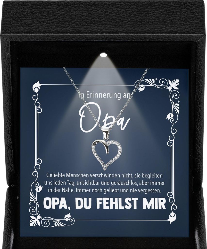 22Feels In Erinnerung an Opa Kondolenzgeschenk Trauer Schmuck Frauen - Silber 925/000 Herz Halskette - Andenken RIP Großvater Beerdigung Gedenken ...