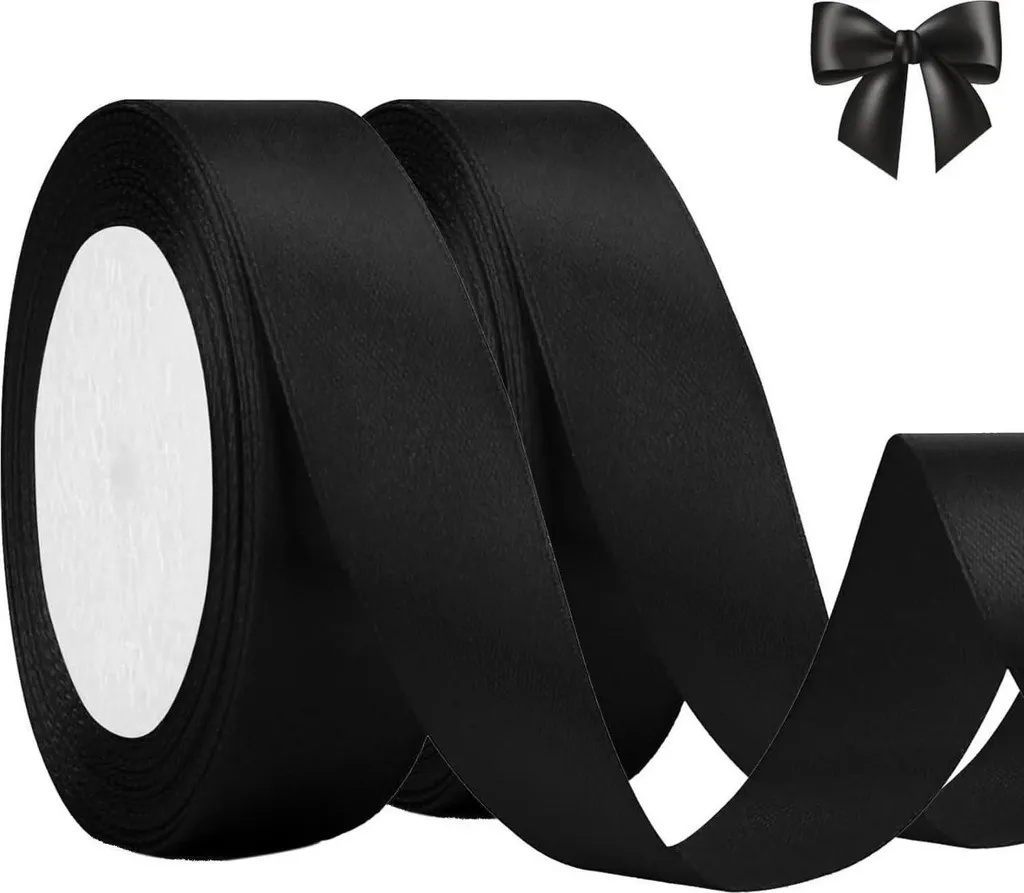Ruban de décoration en satin noir 44m x 20mm - Accessoire mercerie