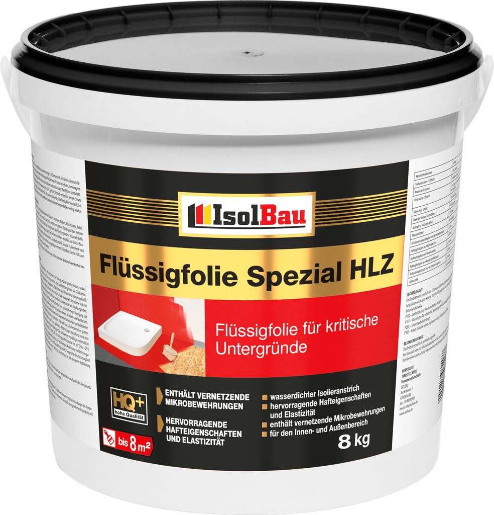 Flüssigfolie HLZ 8kg - Dichtfolie für kritische Untergründe - Wasserdichte Abdichtung für innen & Außenbereich - für Wand & Boden - Balkonabd...