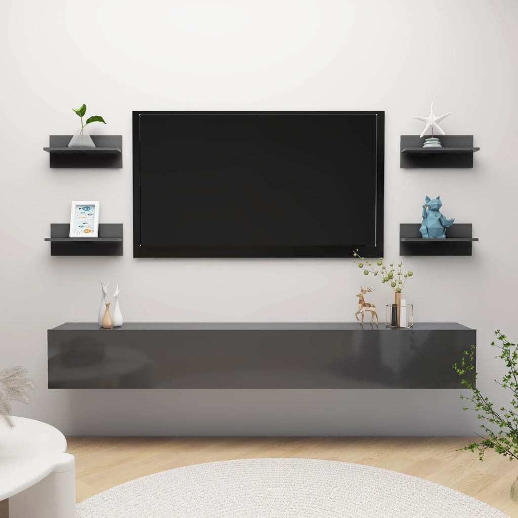 Maison Exclusive - Wandregale 4 Stk. Hochglanz-Grau 40x11,5x18 cm