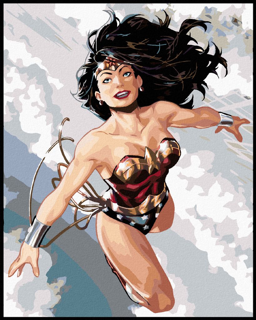 Zuty - Malen nach Zahlen - WONDER WOMAN FLIEGT, 40x50 cm, ohne Keilrahmen