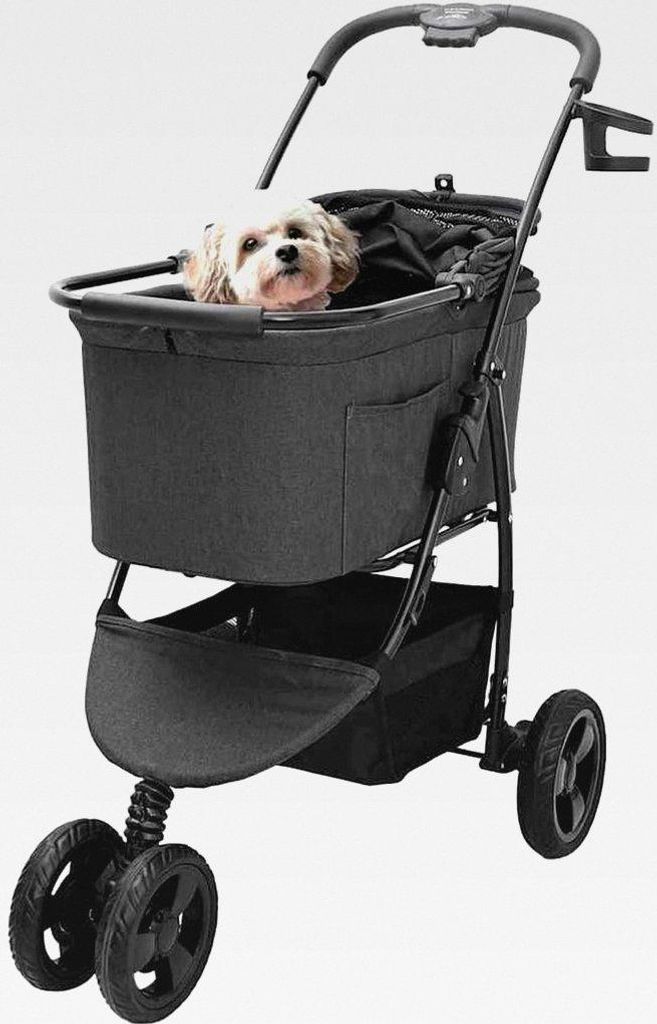 Faltbarer Haustierwagen Verstellbar Schwarz 78 x 54 x 101 cm,Tier- & Haustierbedarf,Haustierbedarf,Pet-Stroller,Schwarz,9.02 KG,42012440