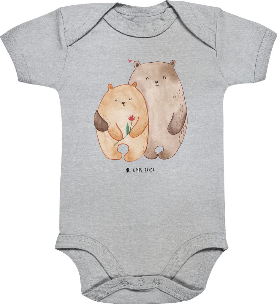 Mr. & Mrs. Panda overall baby Bären Liebe 3. - 6. Monat - Heather Grey - Geschenk, Strampler, Einteiler, Blume, babykleidung body, Umarmung, Babyb...