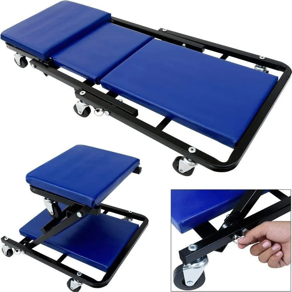 Planche de mécanicien 6 roulettes 360° pliable avec assise rembourrée