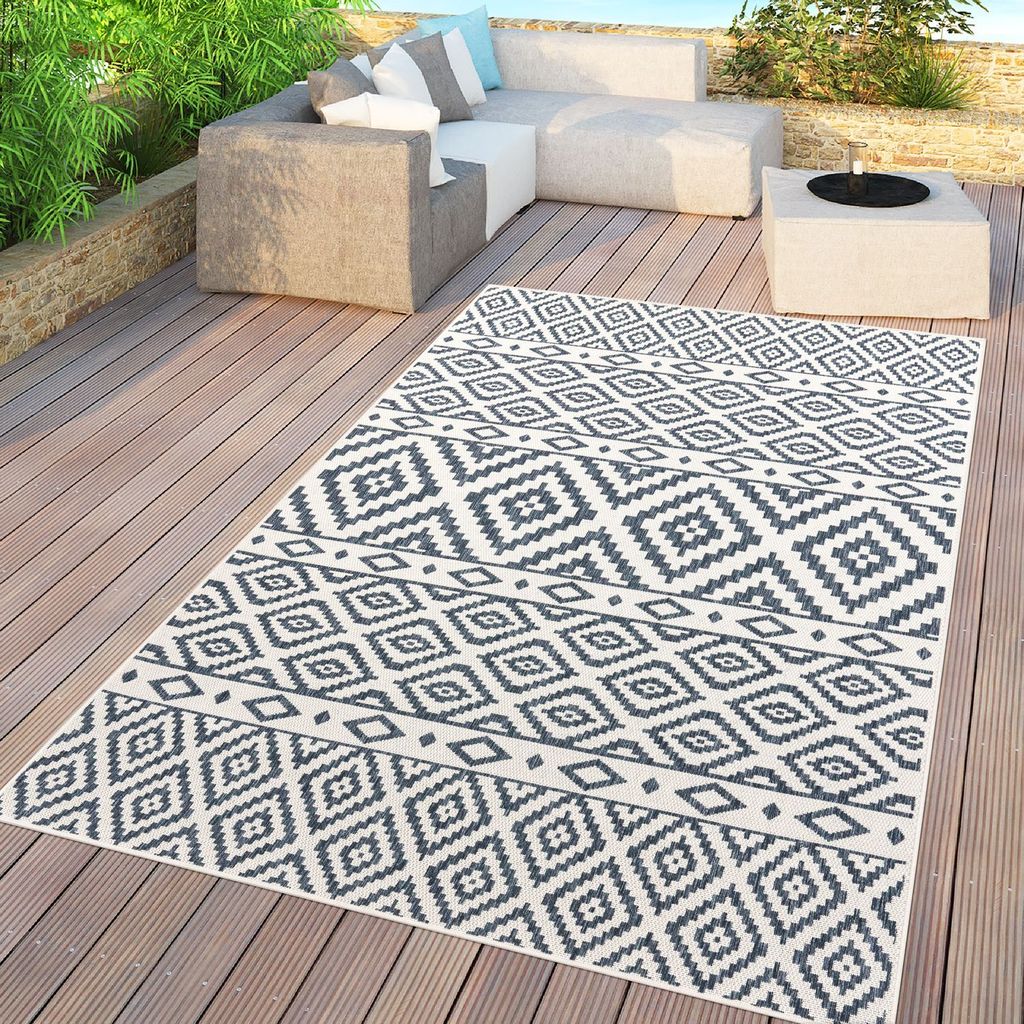TT Home In- & Outdoor-Teppich, Für Balkon Und Terrasse Mit Skandi-Design, In Blau Größe 60x100 cm