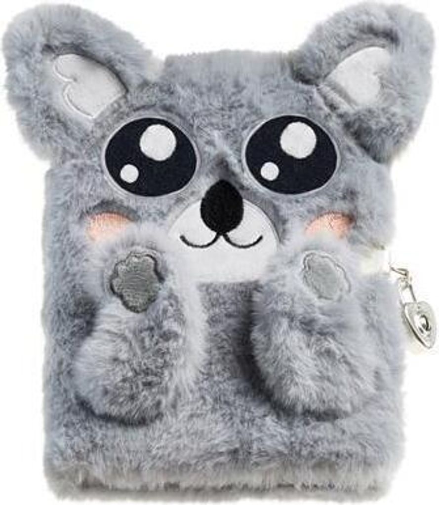 Diario "Back2Fun", koala grigio, in peluche, con chiusura, Immagine del prodotto 
