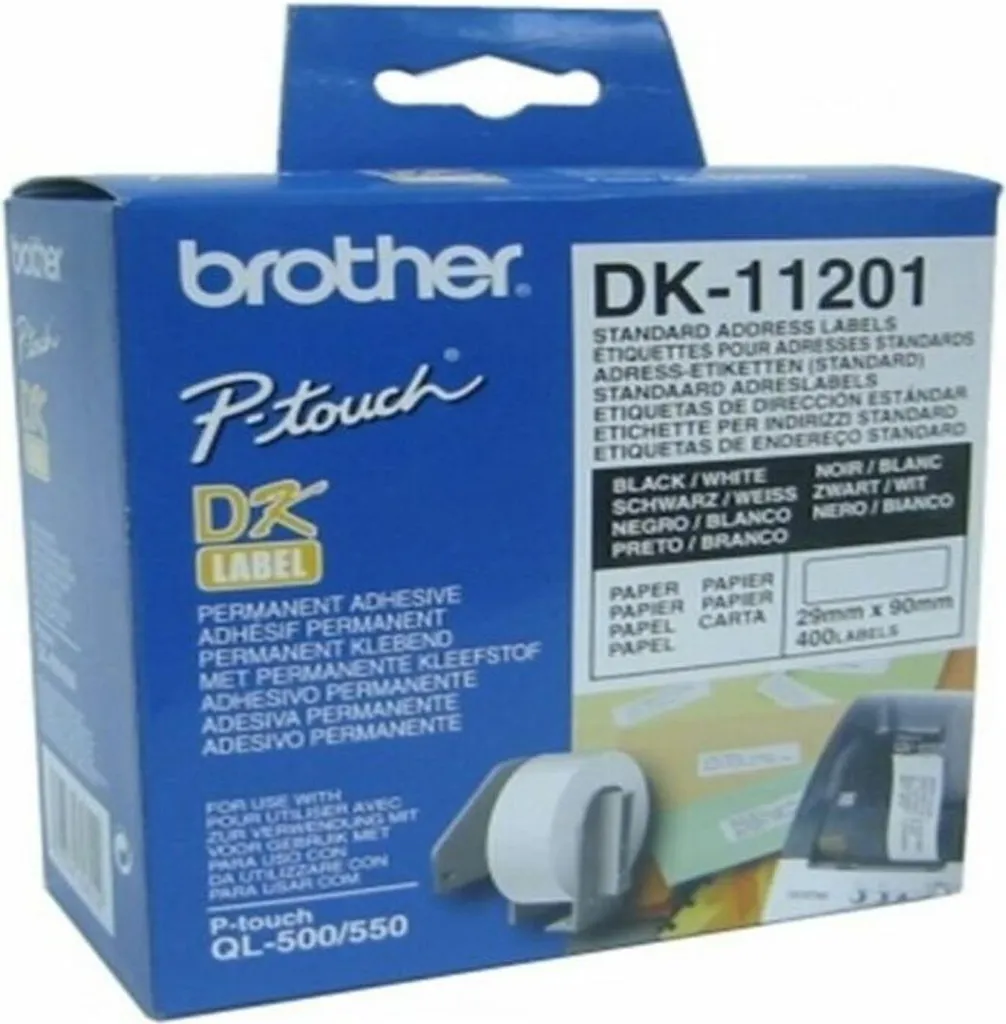 Rouleau d'étiquettes adhésives 29x90mm type Brother DK11201 blanc