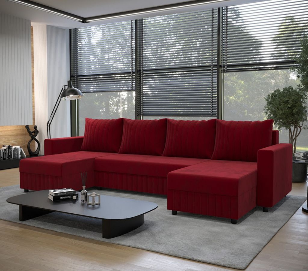 U-förmige Couchgarnitur EDITH – Rot