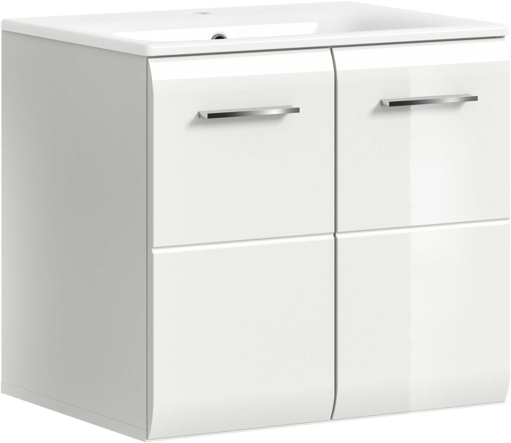 Ice meuble sous lavabo avec lavabo 2 portes blanc brillant, Image du produit 