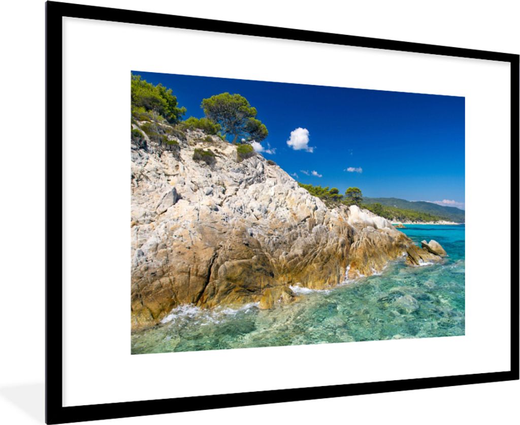 MuchoWow Gerahmtes Poster Meer - Klippe - Sommer - Tropisch 90x60 cm - Poster mit Schwarzem Bilderrahmen Wandposter Rahmen Foto Bilder - Wanddeko...