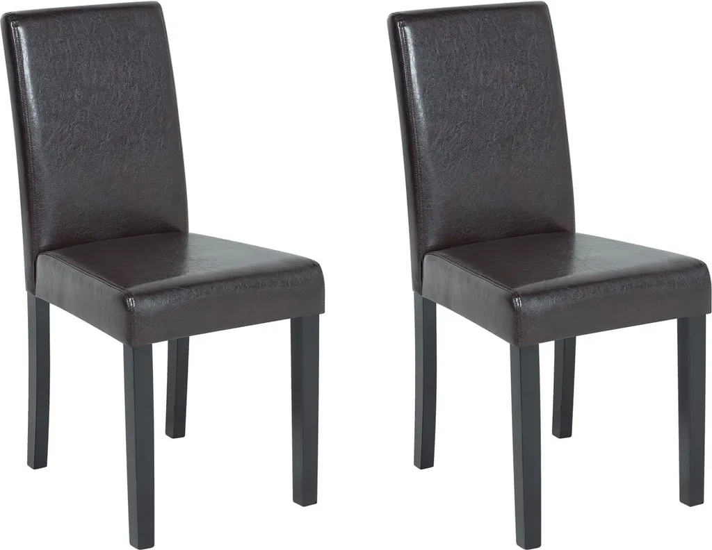 Chaises de cuisine faciles à nettoyer en simili cuir marron x2