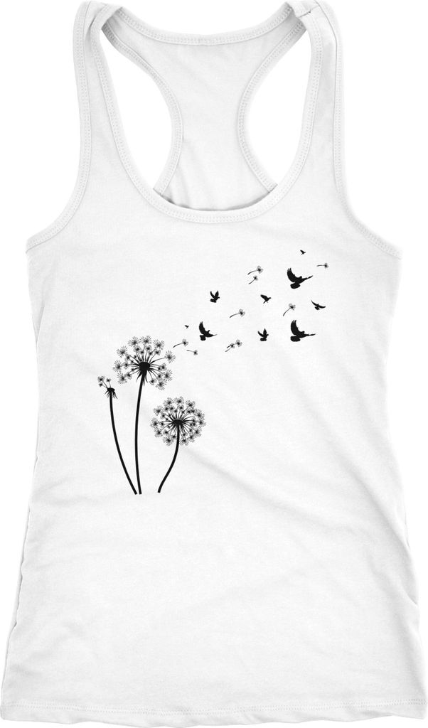 Damen Tank-Top Pusteblume Vögel Dandelion Birds Racerback Neverless weiß XS