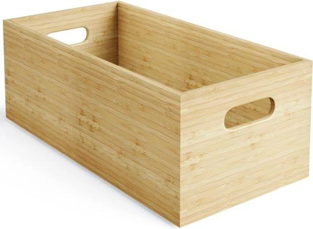Caisse en bambou empilable 30x20cm robuste pour rangement maison