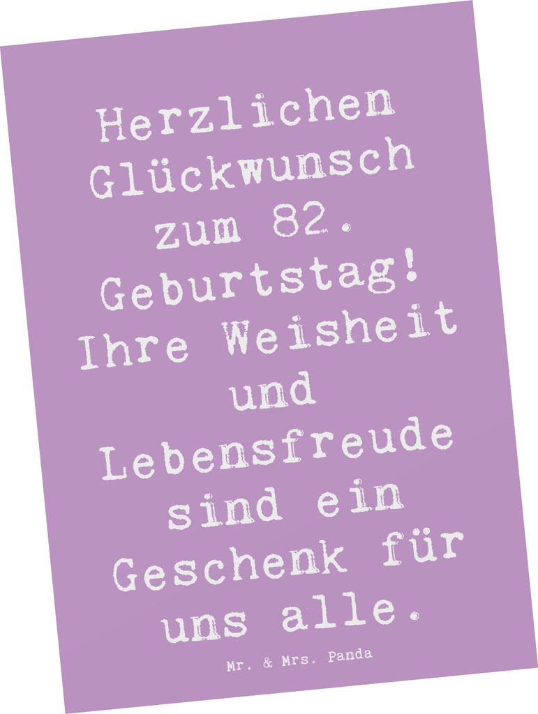 Mr. & Mrs. Panda Ansichtskarte Spruch 82. Geburtstag - Produktbild 