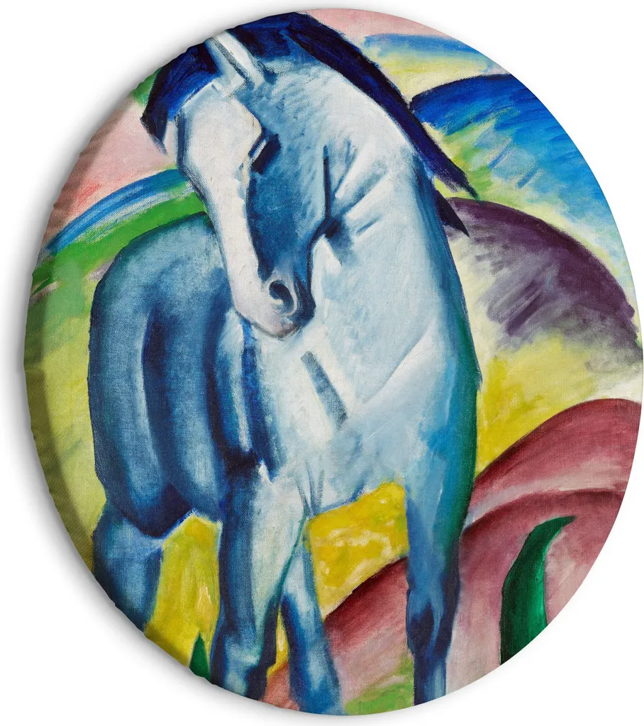 Quadro Rotondo Franz Marc Cavallo Blu 80x80 - Tela Canvas Alta Qualità
