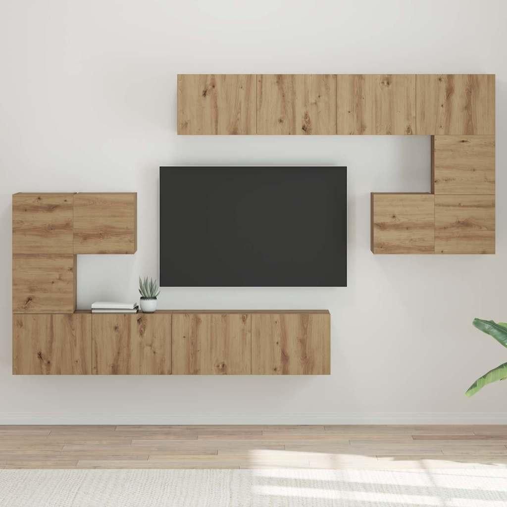 Möbel TV-Schrank-Set 8 pcs Handwerklich gefertigter Eichenholz - TV-Schränke 3393494