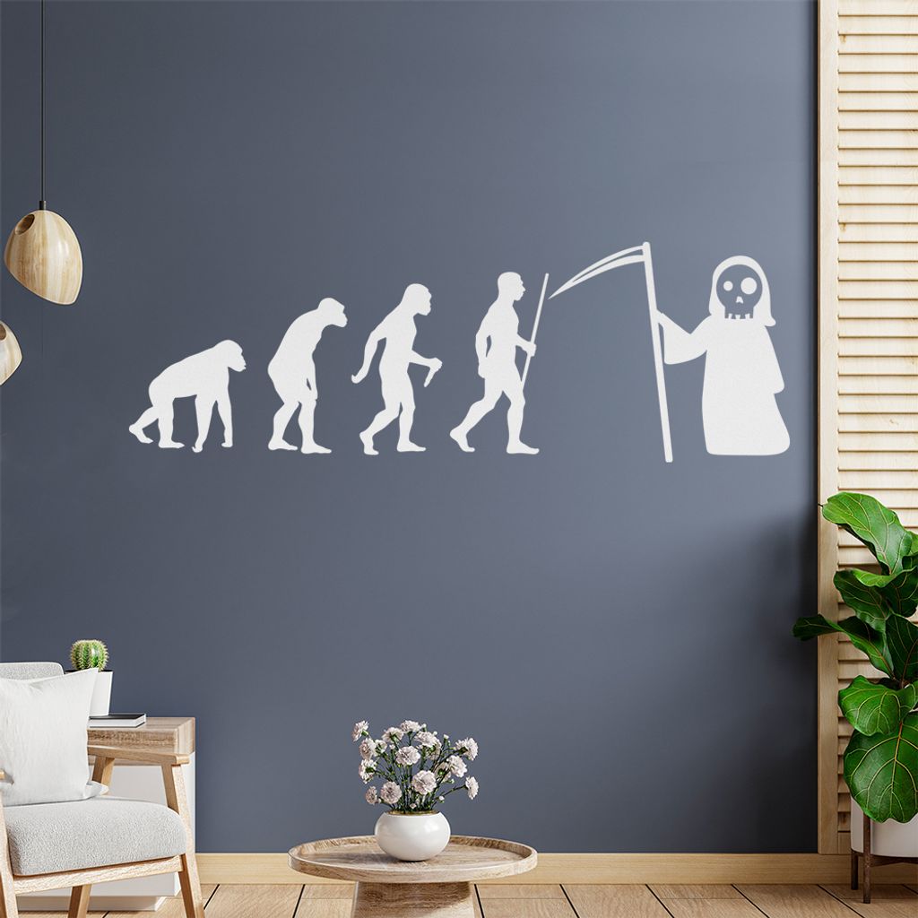 Sensenmann Tod Evolution Wandtattoo Wandaufkleber Wall Sticker - Dekoration, Küche, Wohnzimmer, Schlafzimmer, Badezimmer
