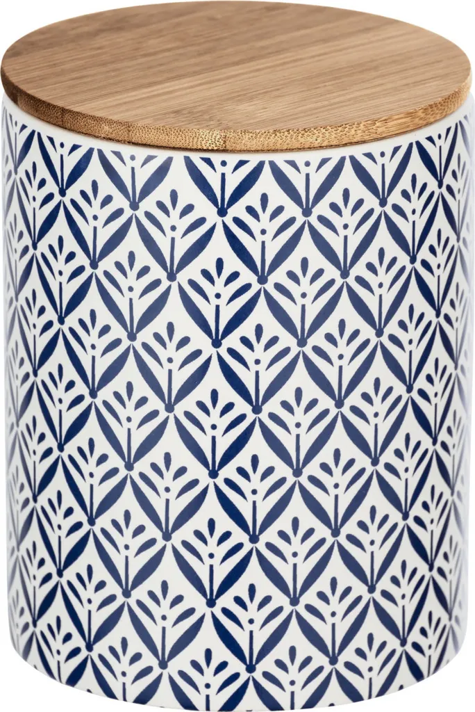 WENKO Lorca Boîte de conservation 0,95 L en céramique avec couvercle bambou