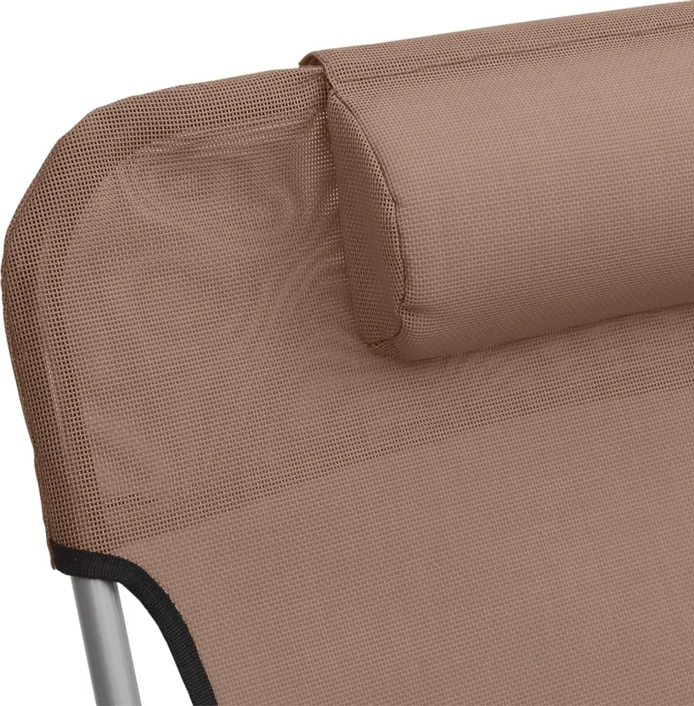 Bain de soleil pliable en Textilène marron avec structure Acier - Lot de 2 - 10