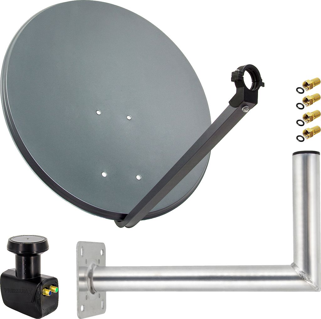 PremiumX SAT Anlage 60cm Satellitenantenne Twin LNB Wandhalter 45cm
