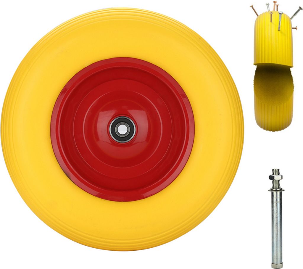 VINGO Ersatzrad Sackkarrenrad Metall-Felge Vollgummi 4.80/4.00-8 390 mm