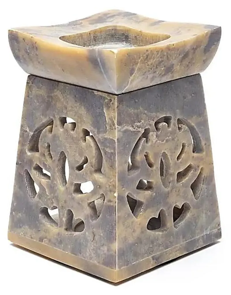 Brûleur à Huile Lotus en Pierre Stéatite Légère - Diffuseur 11x8 cm