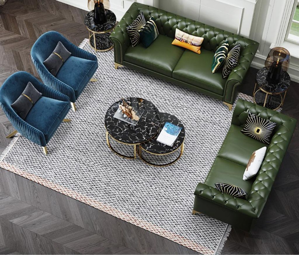 Klassische Chesterfield Sofagarnitur 3+2 Sitzer Sofa Couch Polster Leder Textil