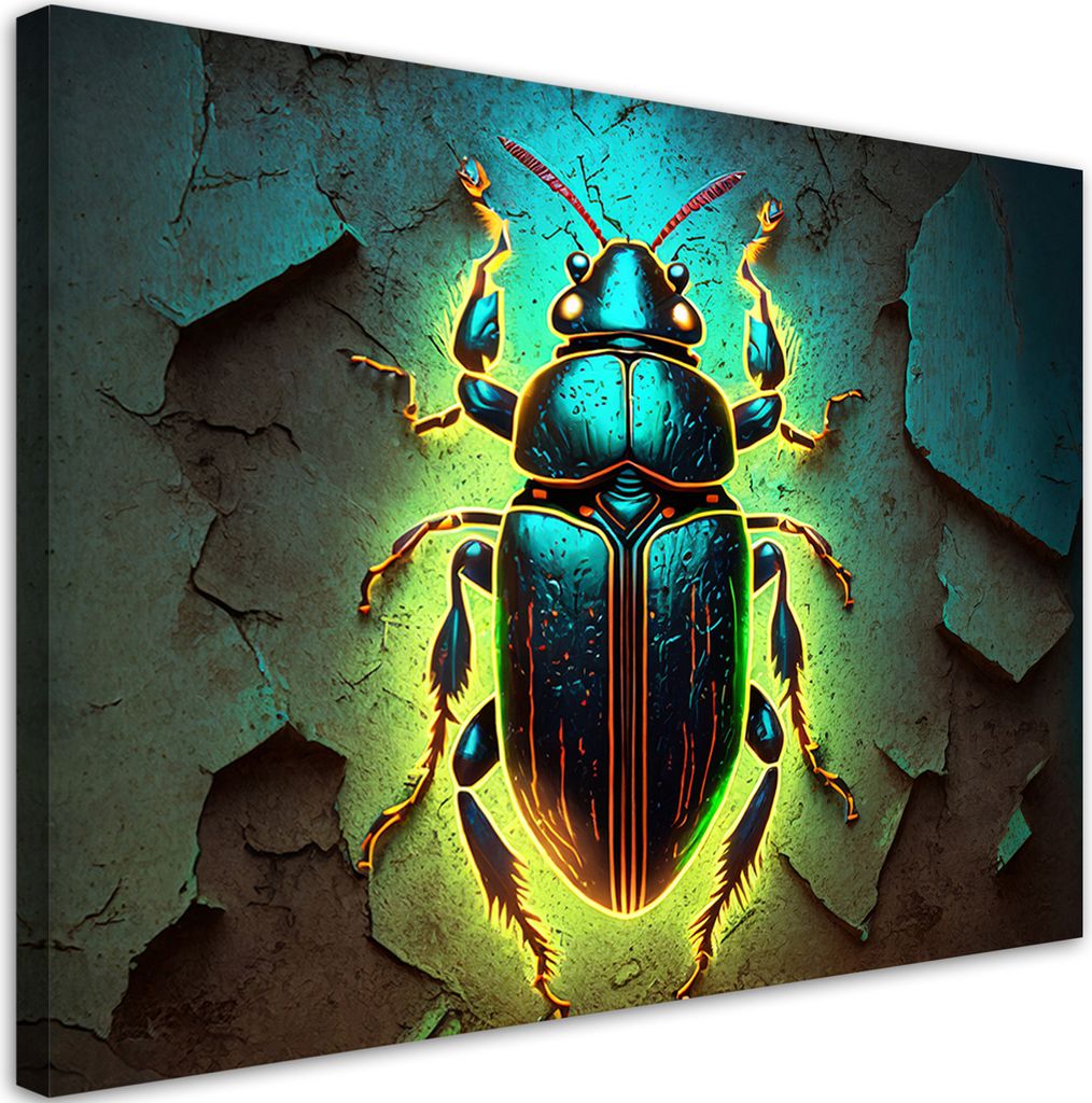 Leinwandbild Neontiere Insekten 120x80 Feeby Gelb bild für die wand bereit zum aufhängen
