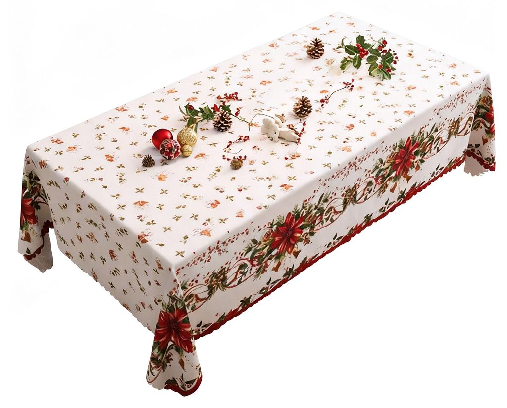 Rechteckige Weihnachtstischdecke, wasserdicht, mit Weihnachtsmotiven, waschbar, für die Dekoration von Abendessen und Partys