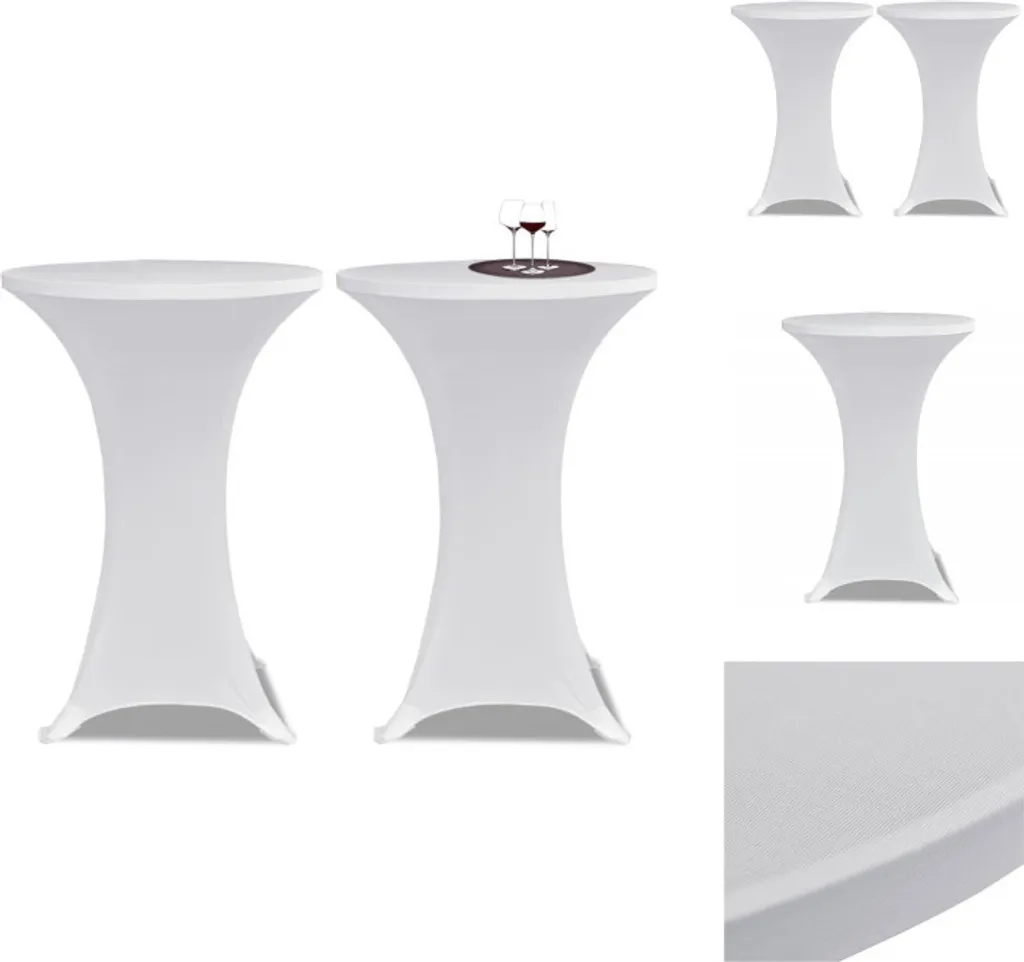 2 Pezzi Copritavolo per Tavolino Alto da Giardino Ø70 cm - Bianco Chic - 1